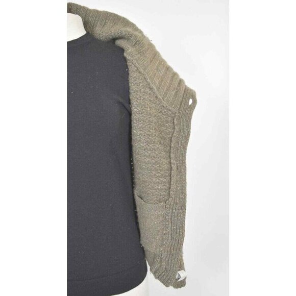 Theory Wool Cashmere Tootsie New Tweed Forest Green Thick Knit Cardigan Sweater - Picture 10 of 12